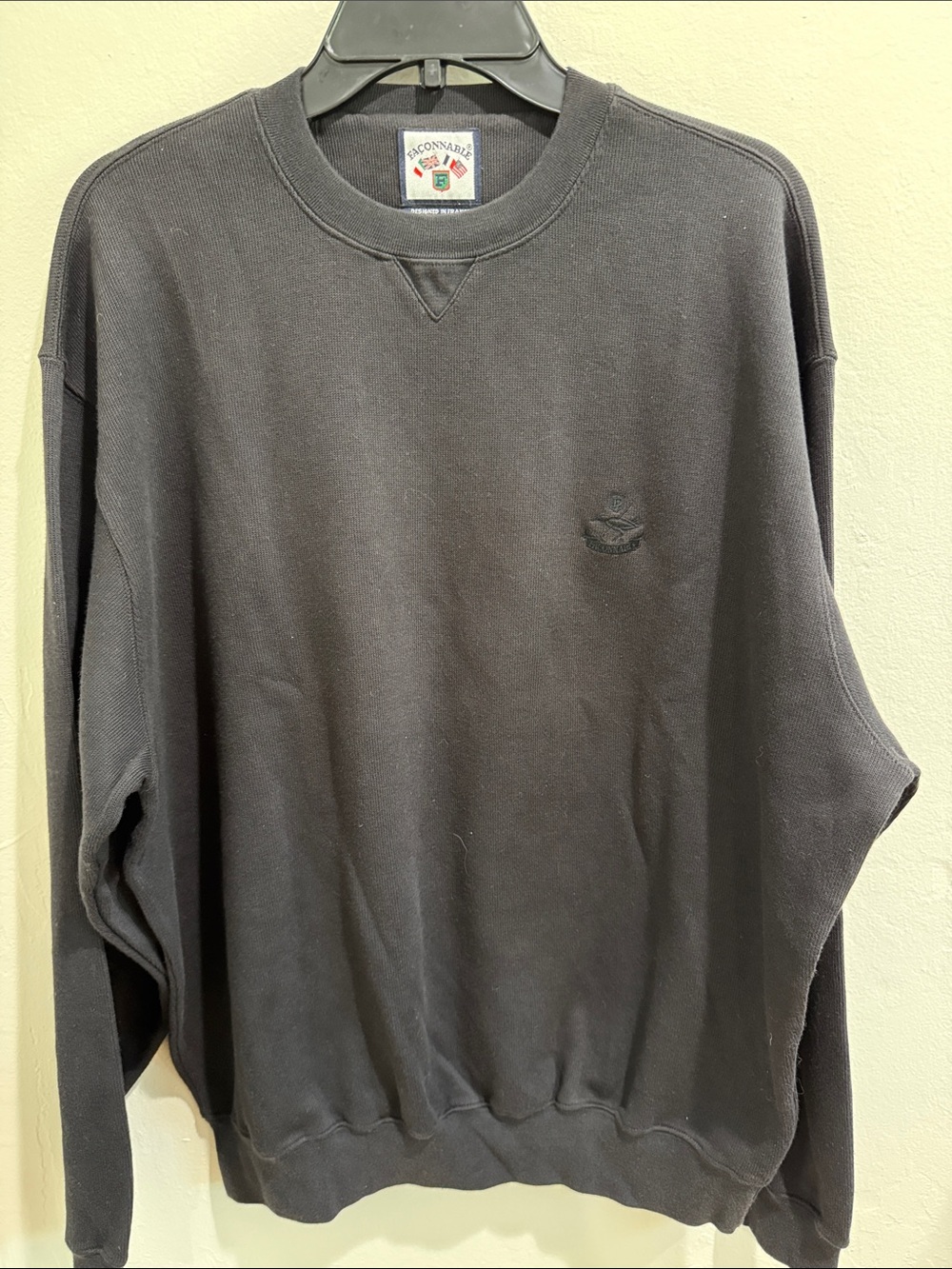 Vintage Faconnable black knit Crewneck Sweater/sweatshirt